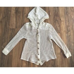 1990s Contempo Casuals White Mesh Fishnet Whimsigoth Jacket Top Vintage Y2K Sz S